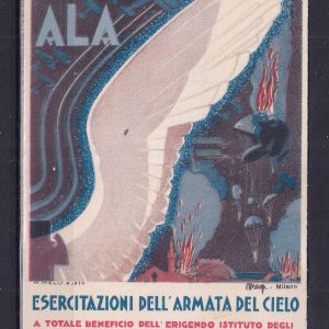 Il giorno dell’Ala Esercitazioni dell’armata del cielo -Cartolina non viaggiata con erinnofili