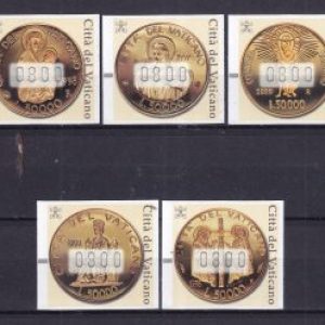 Vaticano 2001 – Monete d’oro emesse dal 1996 al 2000 serie 05v. nuovi Mnh