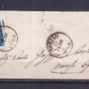 Regno d’Italia 1863 – Busta formato piccolissimo viaggiata, timbri Torino – Valore 15c. indaco isolato