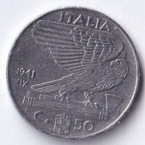 Regno d’Italia 1941 – Moneta 50 centesimi magnetica circolata
