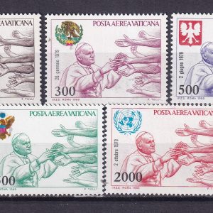 Vaticano 1980 – I viaggi del Papa nel mondo Posta aerea serie 07v. nuovi Mnh