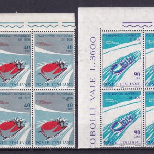Repubblica italiana 1966 – Campionati mondiali di bob – Quartina valori nuovi Mnh angolo di foglio