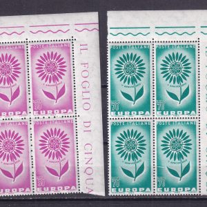 Repubblica italiana 1964 – Europa Unita – Quartina valori nuovi Mnh angolo di foglio
