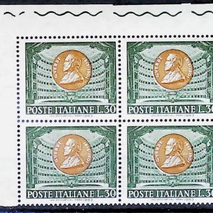 Repubblica italiana 1963 -150° anniversario della nascita di Giuseppe Verdi – Quartina valori nuovi Mnh angolo di foglio