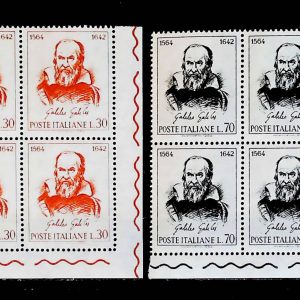 Repubblica italiana 1963 – Nascita Galileo Galilei  – Quartina valori nuovi Mnh angolo di foglio