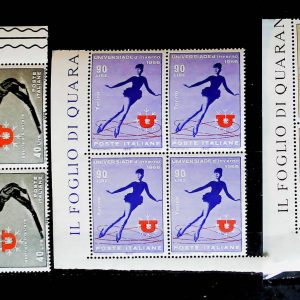 Repubblica italiana 1963 – Universiadi d’inverno – Quartina valori nuovi Mnh angolo di foglio