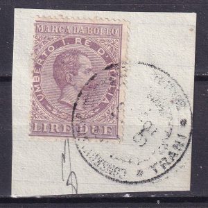 Regno d’Italia – Marca da bollo su frammento Timbro Conservatoria Trani