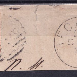 Regno 1877 – Effigie Vittorio Emanuele II valore c. 20 ocra su frammento timbro Recanati