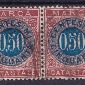 Regno d’Italia – Marca catastale coppia 50c. usati