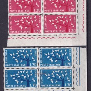 Repubblica italiana 1962 – Europa Unita quartina valori nuovi Mnh angolo di foglio
