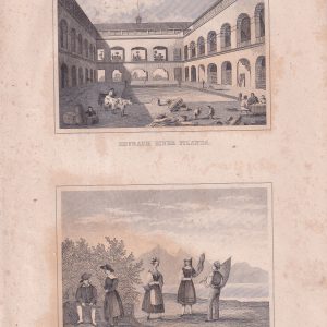 Stampa Hofraum einer Filanda-Lombardishe trachten