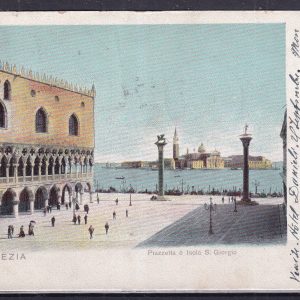 Venezia Piazzetta e Isola San Giorgio – Cartolina viaggiata per Parigi