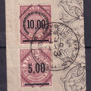 Regno d’Italia – Marche da bollo su frammento timbro Bari 1877