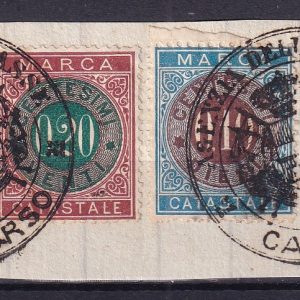 Regno d’Italia – Marche da bollo con 02 timbri Agenzia delle Tasse Capurso (BA)
