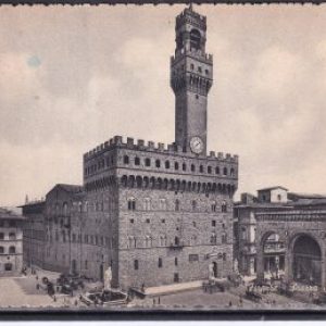 Firenze La Signoria  Cartolina viaggiata 1953 affrancata con valore isolato lire 20
