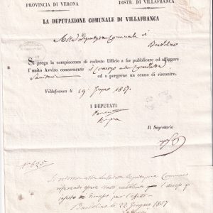 Regno Lombardo Veneto 1857 – La deputazione comunale di Villafranca 20 giugno per