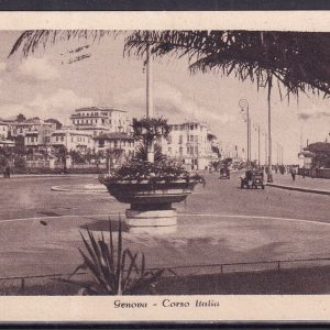 Genova, Corso Italia – Cartolina viaggiata1946 valore isolato lire 3 serie Democratica