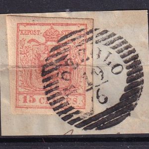 Lombardo Veneto 1850 – Valore 15 cent. rosa usato su frammento
