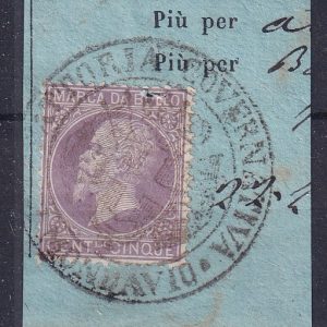 Regno d’Italia – Marca da bollo cent. 5 usato su frammento annullo Mondavio