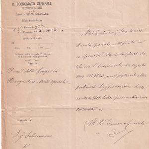 Regno d’Italia – Regio Economato Generale – Viaggiato 1910 valore 20 c. varietà