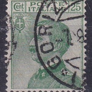 Regno d’Italia 1908 – Effigie Vittorio Emanuele III valore 25c. verde usato