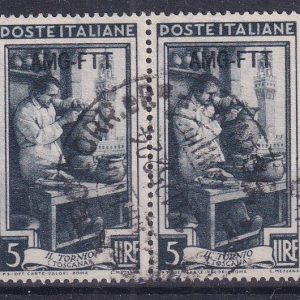 Trieste A 1950 – Italia al lavoro valore 5 lire coppia valori usati