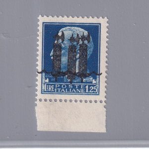 R.S.I. 1944 – Valore L.1,25c. azzurro soprastampato triplo fascio in nero (N. 495Ag) 433/s138A